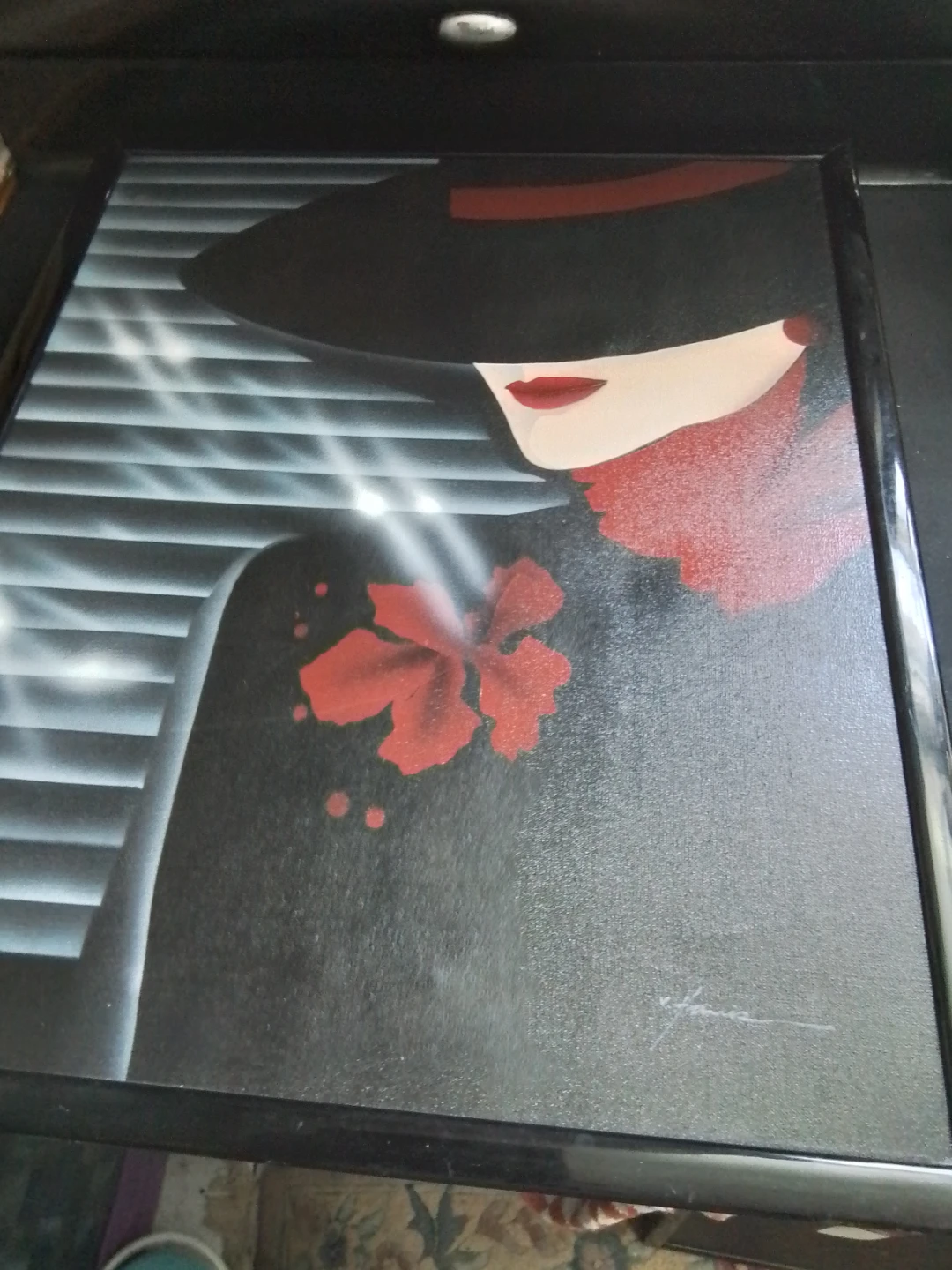 Vintage 1980s Athena Art Canvas: "Belle de Nuit" by V. Harris - photo 4