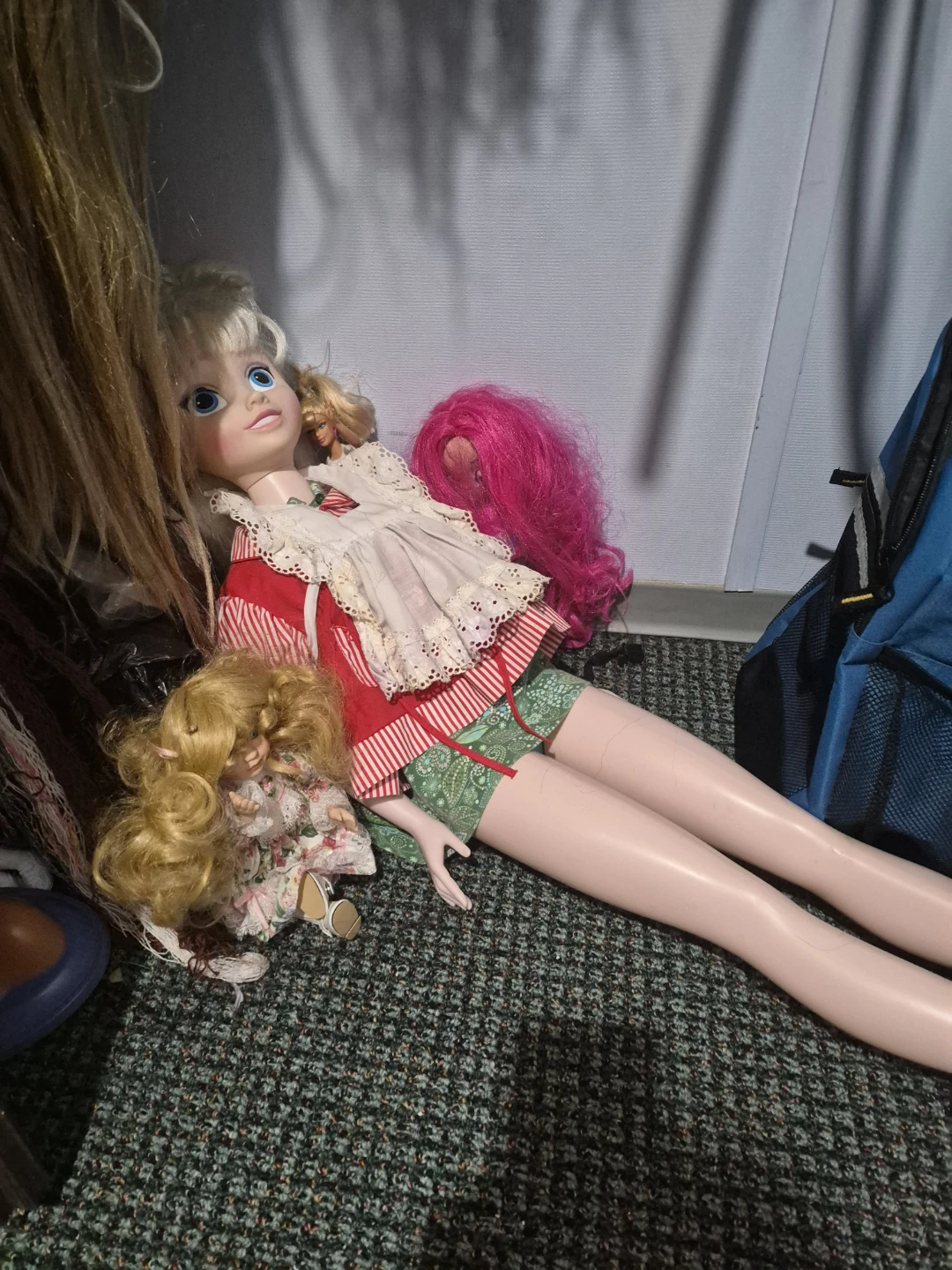 Large Fashion Doll with Blonde Hair and Pink Wig