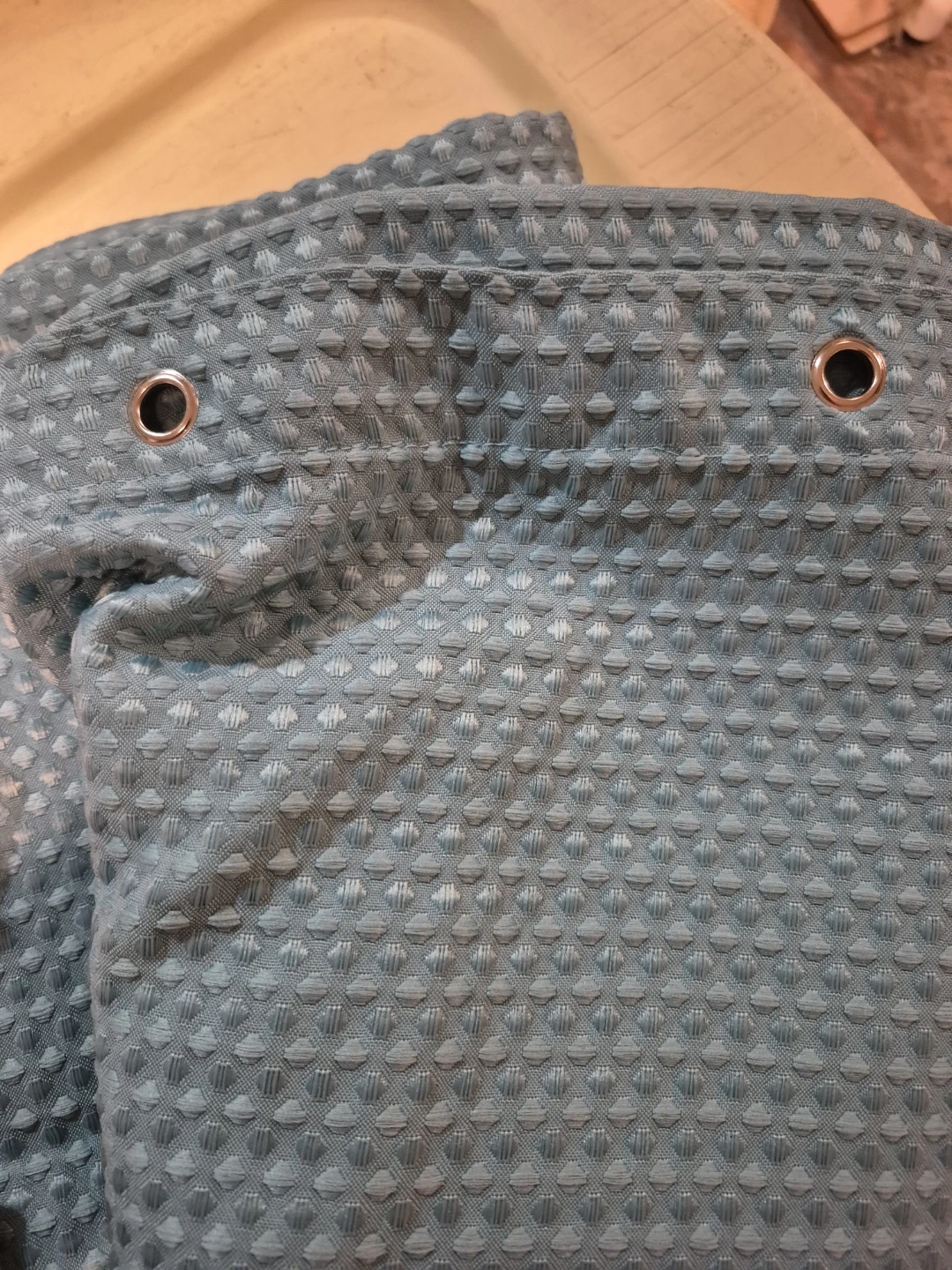Teal Waffle Weave Shower Curtain