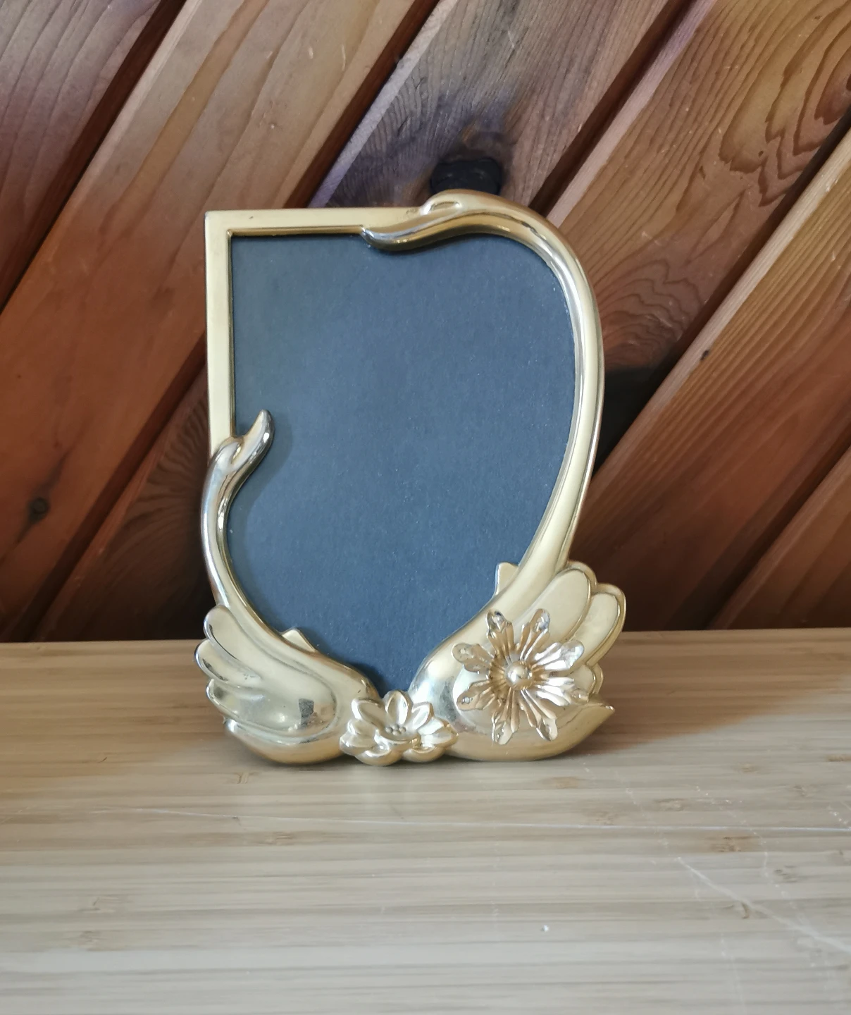 Vintage Brass Swan Photo Frame Art Nouveau Style