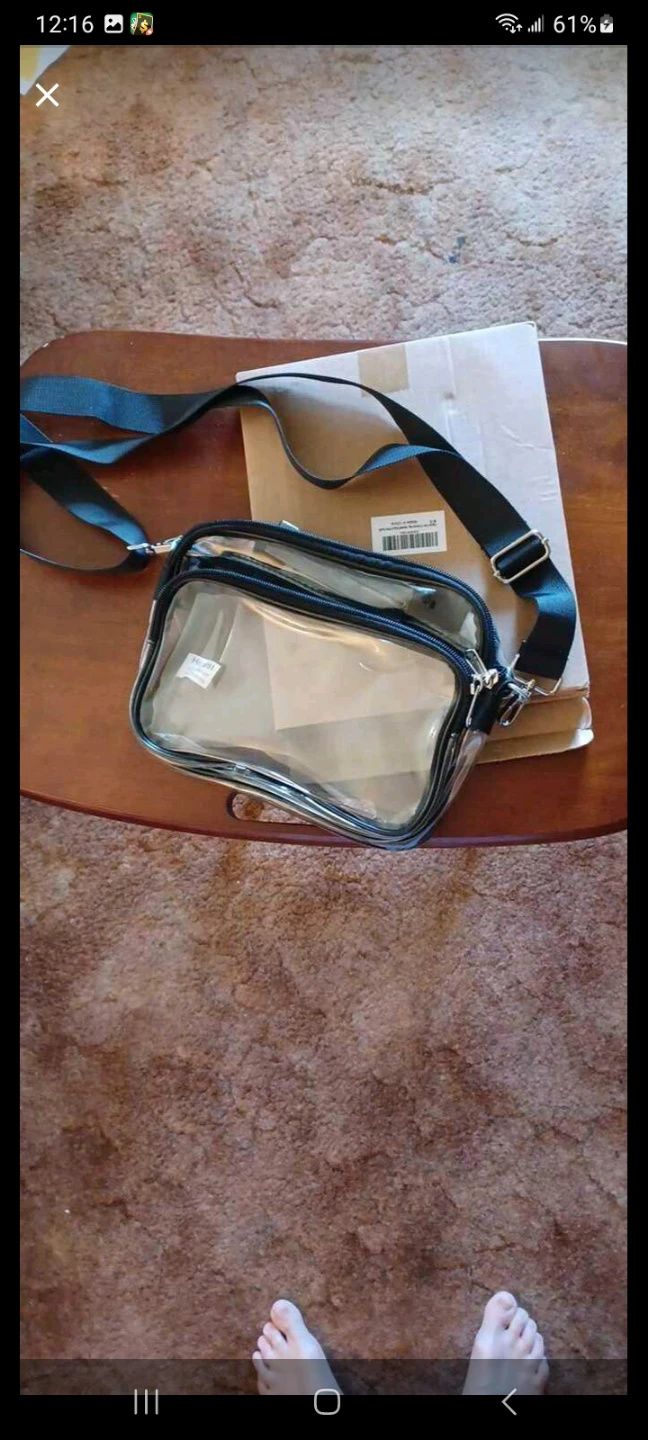 Clear crossbody bag with adjustable strap