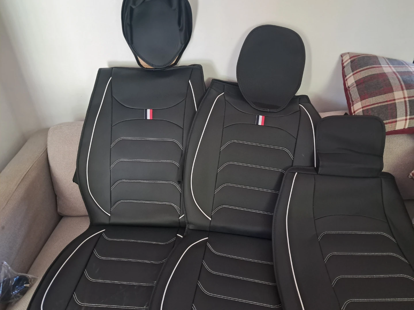 Black Car Seat Covers with White Stitching,universal