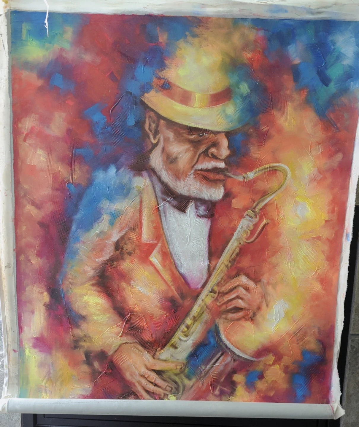 Unique Abstract Art Painting of a Smoking Monkey - photo 2