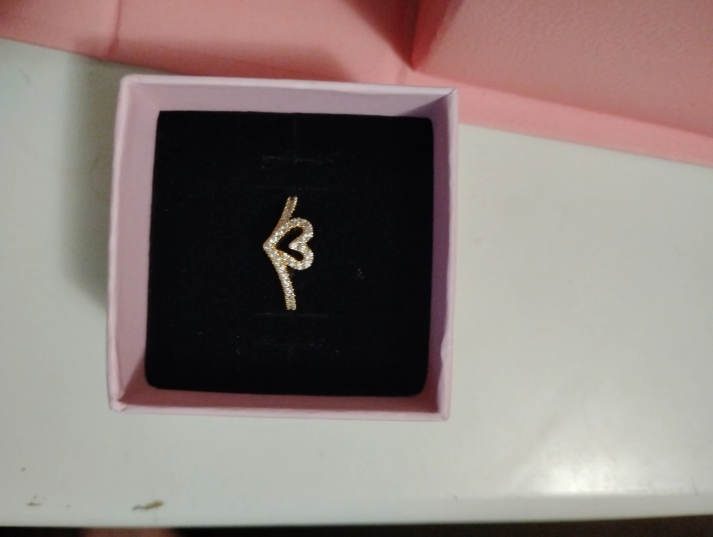 Pandora Gold Heart Ring with Crystals - photo 3