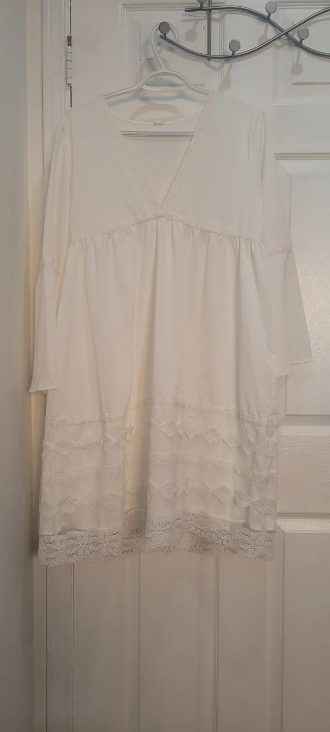 White Lace Trim Mini Dress - photo 2