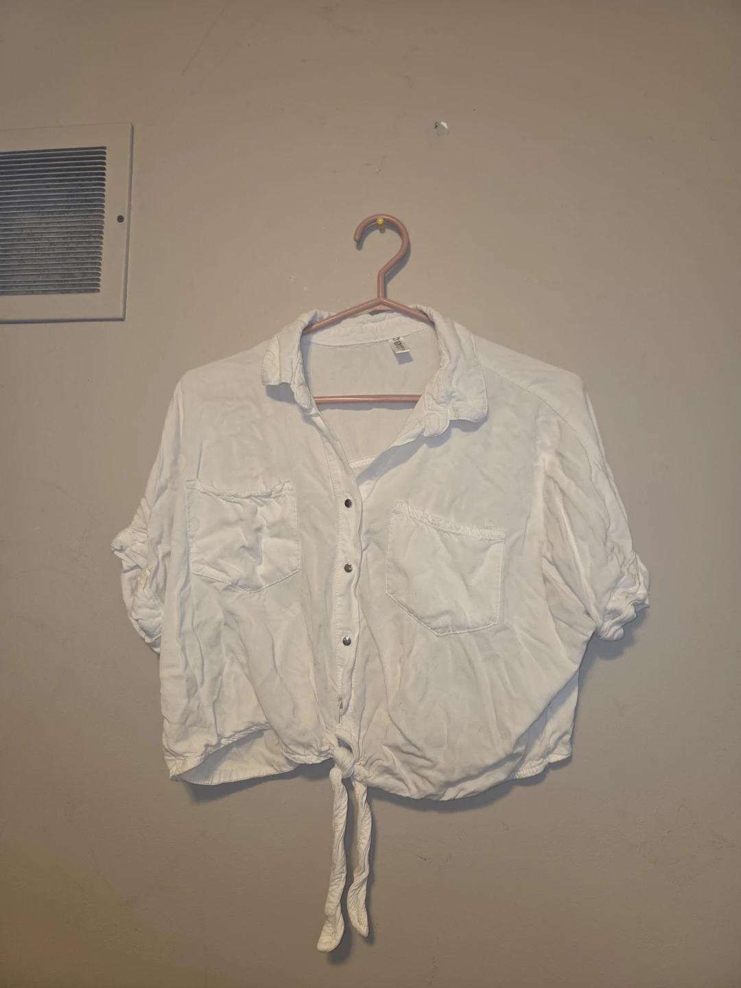White Tie-Front Button-Up Shirt