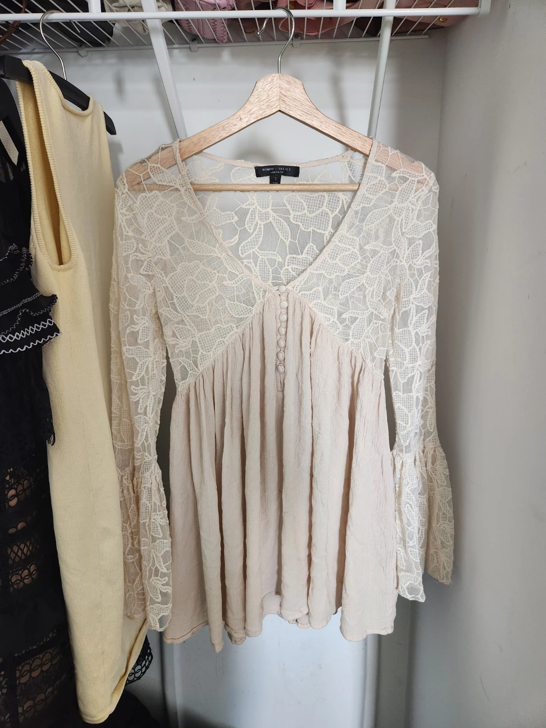 Cream Lace baby doll dress/top size M