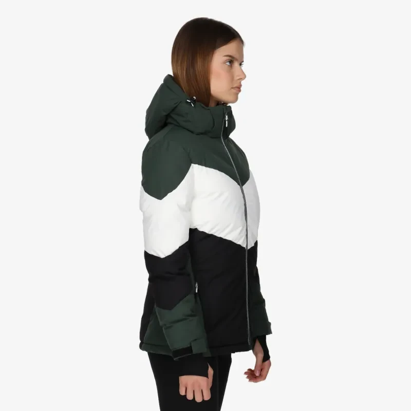 Women's Puffer Jacket - Green, White, Black - photo 3