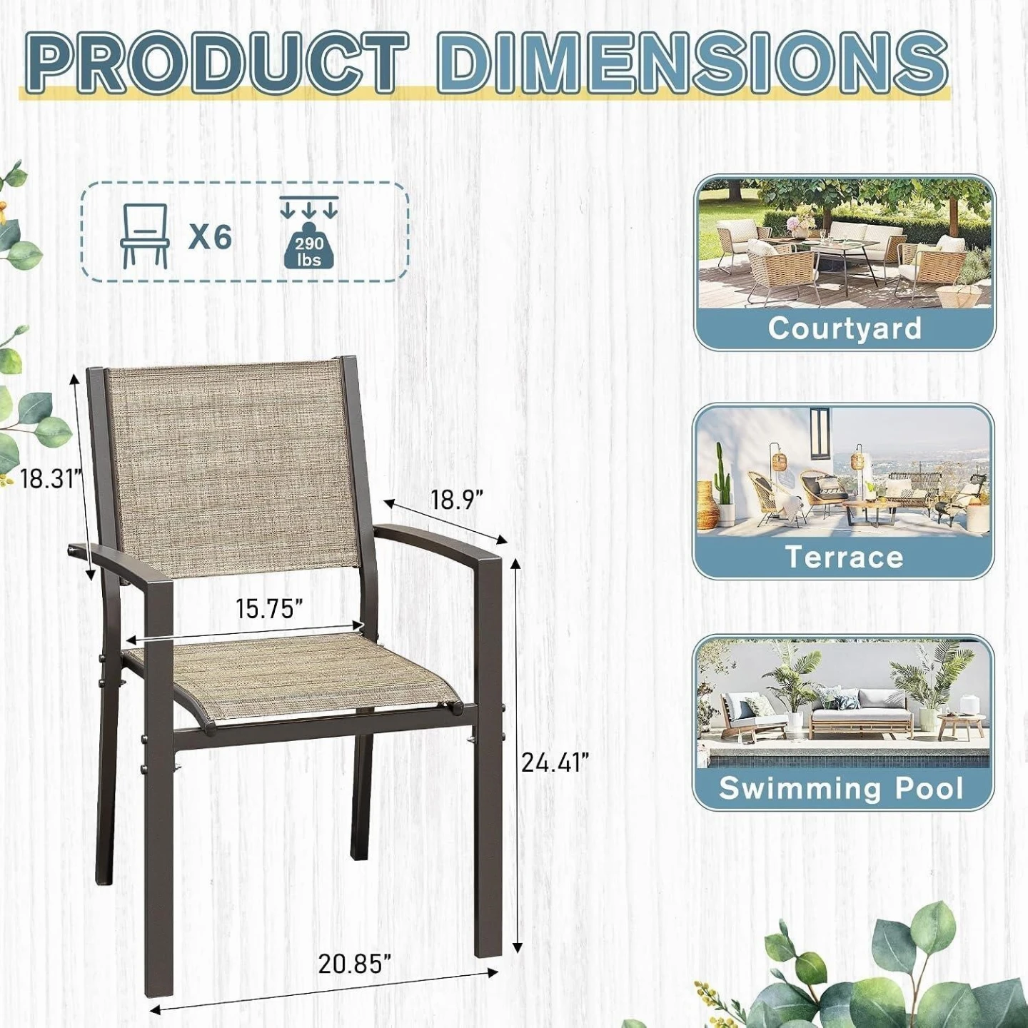 Set of 6 Patio Chairs - photo 2