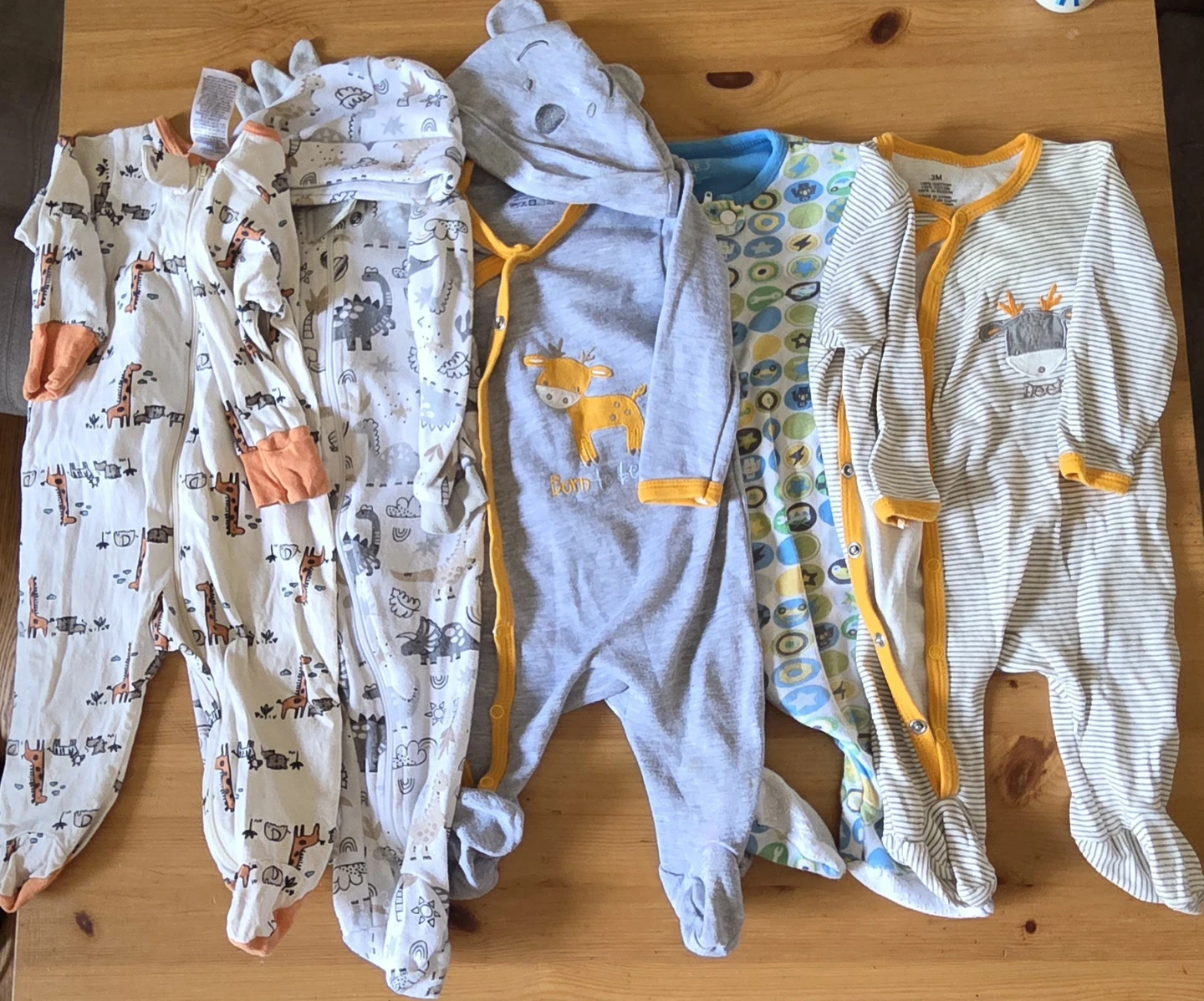 Bundle of 5 Baby Sleepers (0-3M)