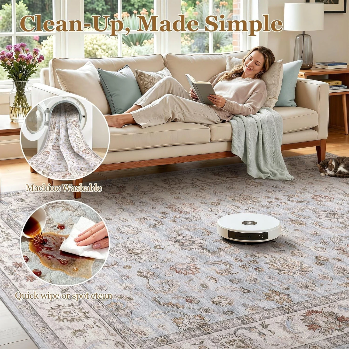 Witshock 9x12 Area Rugs Machine Washable Non-Slip Faux Wool - photo 4