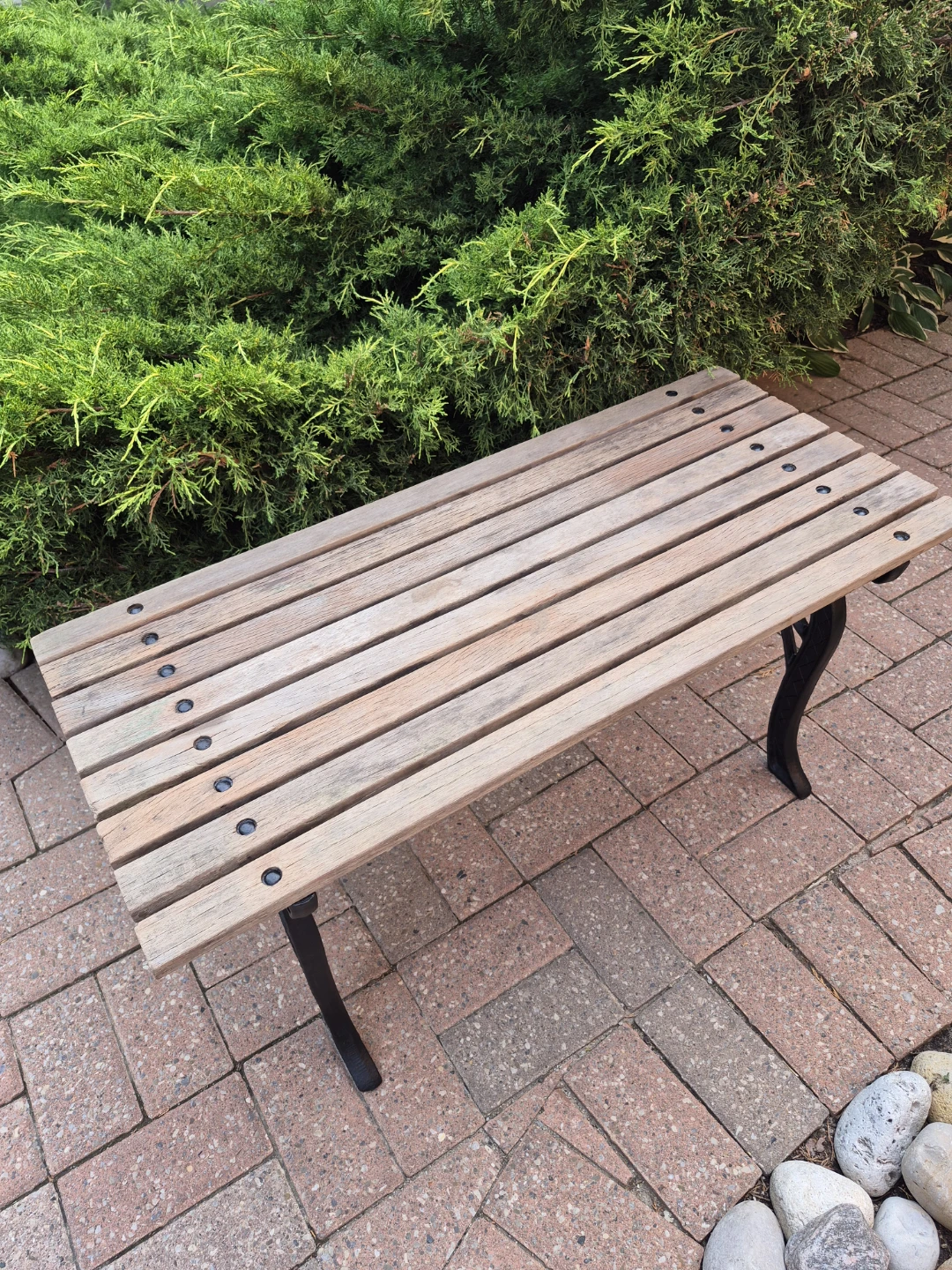 Wooden Slat Bench with Cast Iron Legs - amazing find