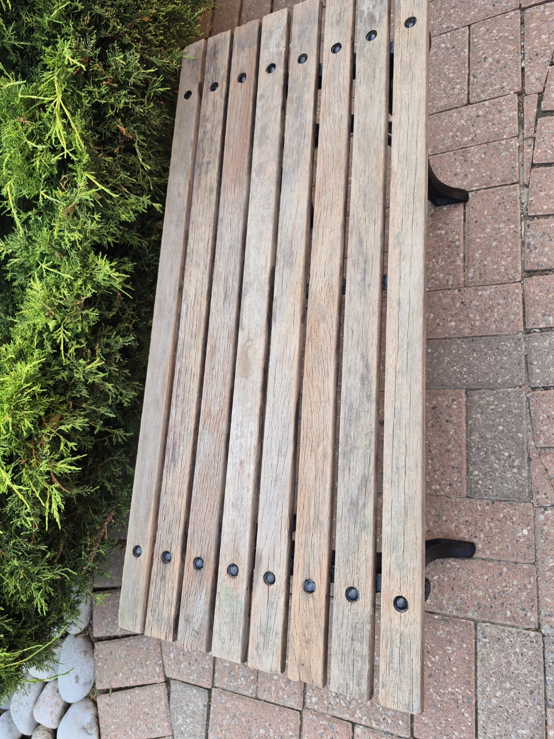 Wooden Slat Bench with Cast Iron Legs - amazing find - photo 2