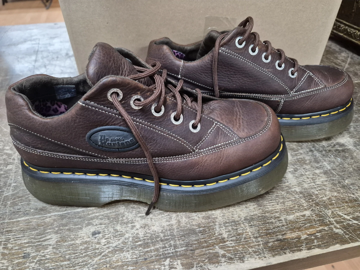 Dr. Martens Brown Leather Chunky Platform Shoes