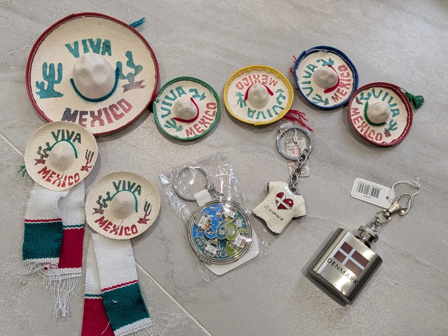 Mexico & Denmark & Hong Kong Souvenir Keychains