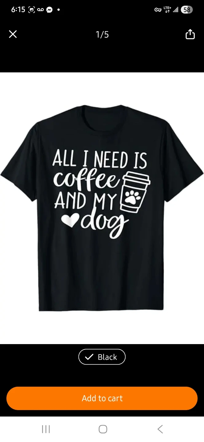 NEW Unisex Black T-Shirt - All I Need is Coffee and My Dog 🐶 ☕️