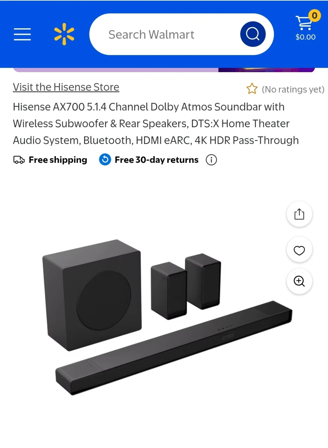 Hisense AX700 5.1.4 Channel Dolby Atmos Soundbar System - photo 5