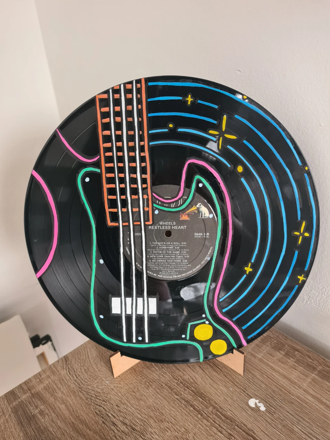 1 of 1 Painted Vinyl Record Art - Restless Heart - photo 2