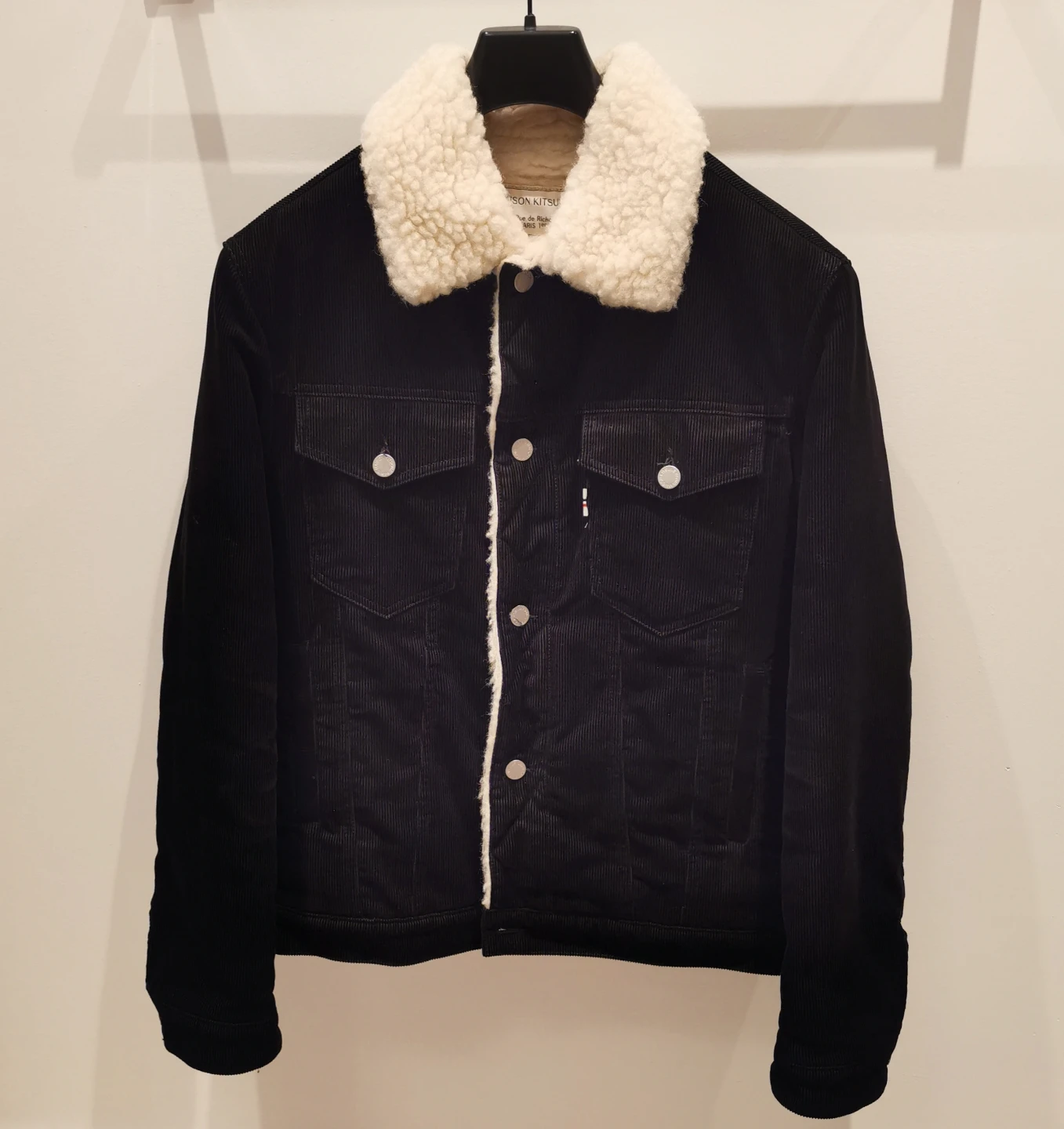 🇫🇷 Maison Kitsuné Black Corduroy Faux Shearling Jacket