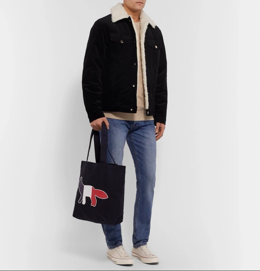 🇫🇷 Maison Kitsuné Black Corduroy Faux Shearling Jacket - photo 5