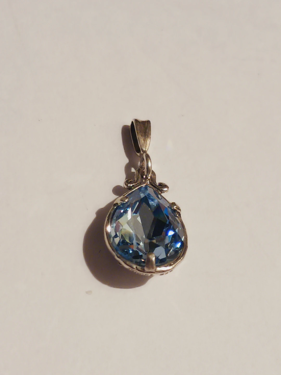 Sterling Silver 925 Blue Topaz Teardrop Pendant - photo 4