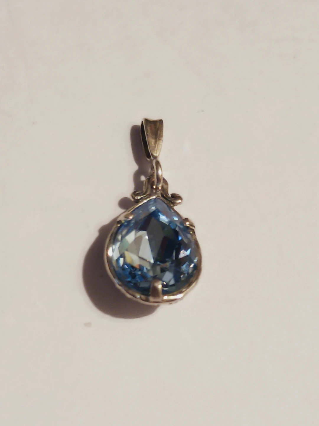 Sterling Silver 925 Blue Topaz Teardrop Pendant - photo 5