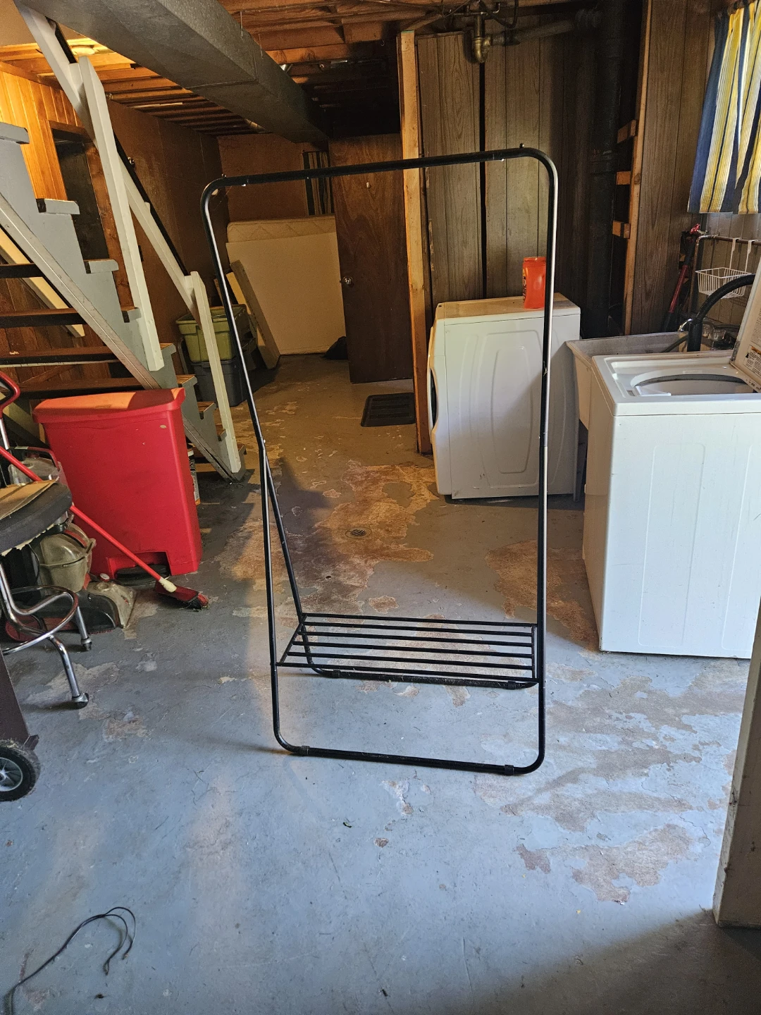 Black metal garment rack with shelf - photo 2
