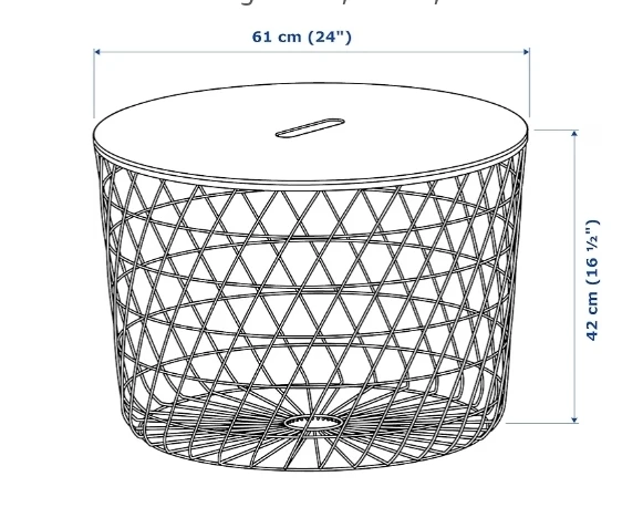 Ikea White Wire Basket Storage Coffee Table - photo 2