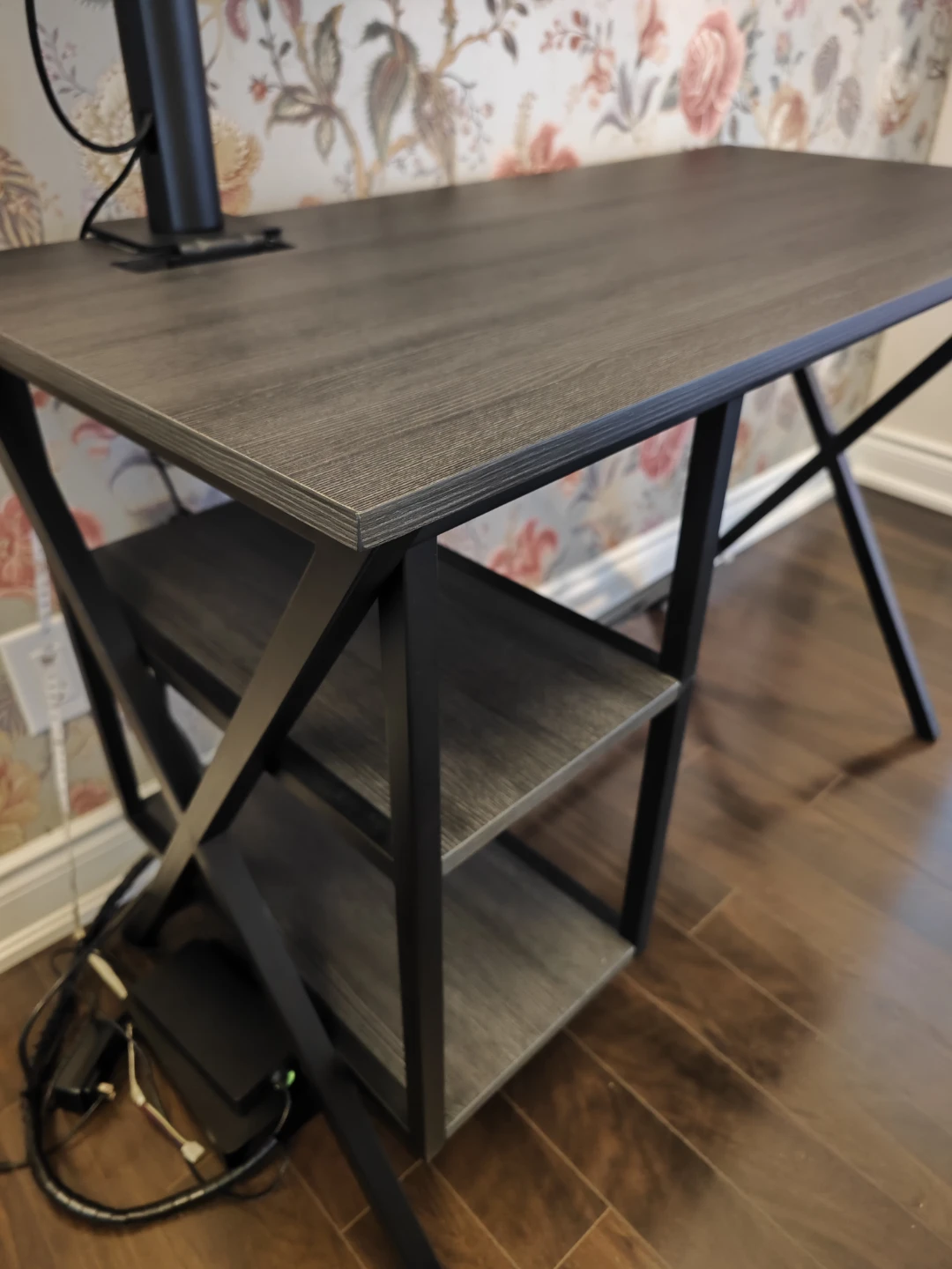 43" Dark Wood Computer Desk with power outlet and USB port - photo 2