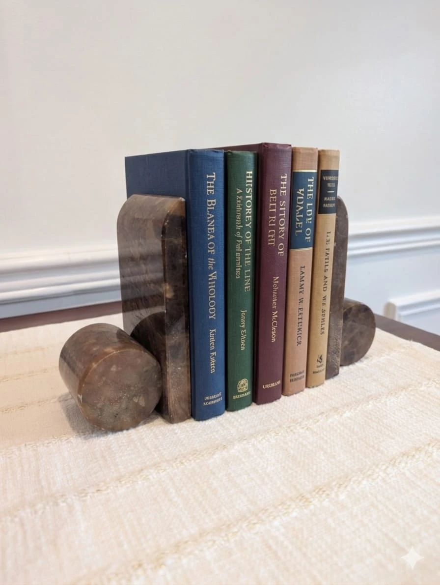 Vintage Alabaster Marble Bookends Set