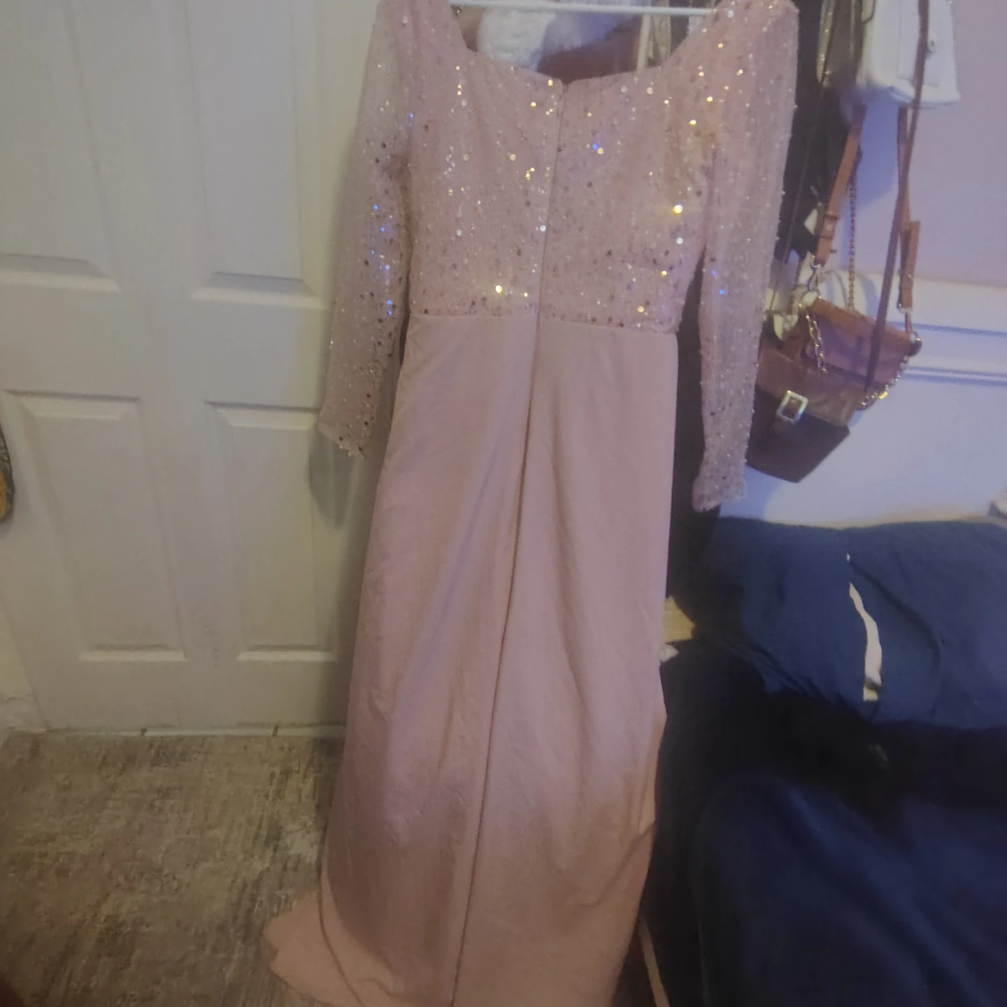Pink Sequin Long Sleeve Maxi Dress - photo 4