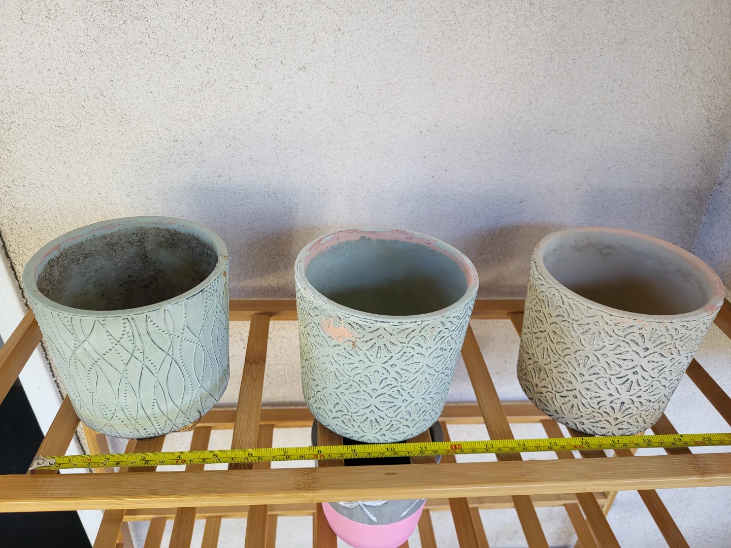 Set of 3 Embossed Ceramic Planters
