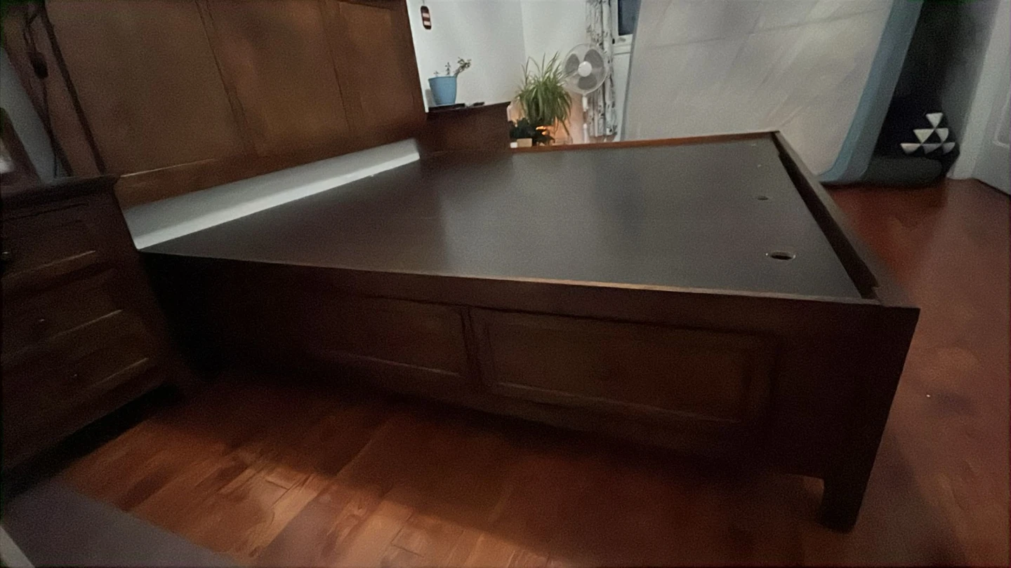 Wooden king  Bed Frame with Drawers and Headboard