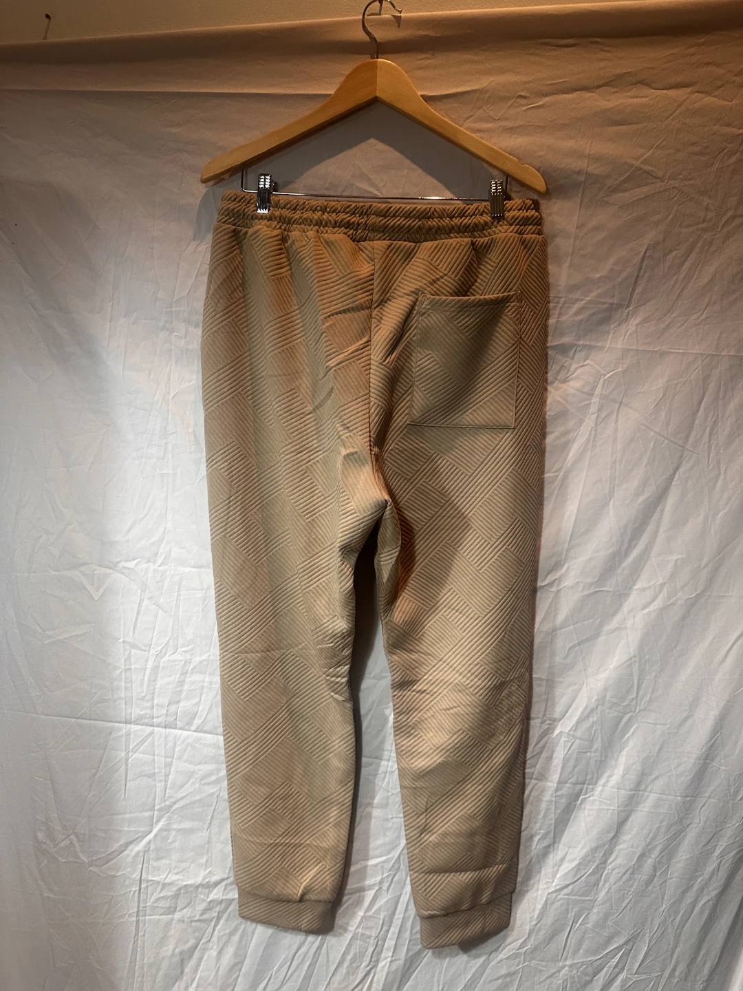 Men's Beige Textured Joggers XL - photo 3