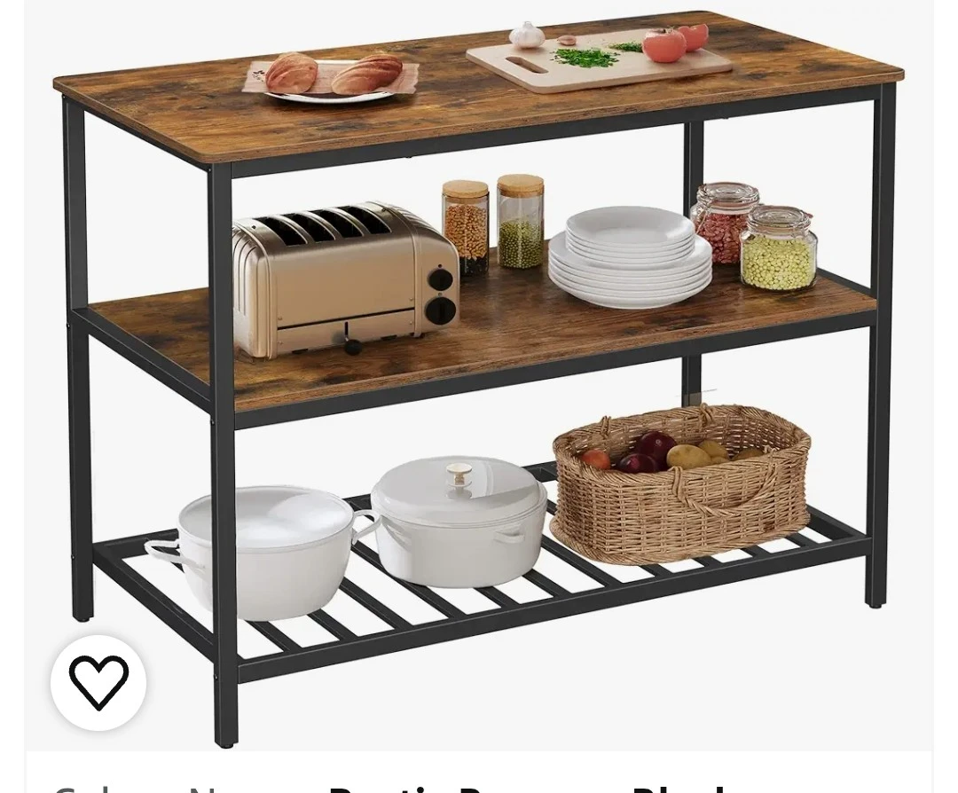 Rustic Kitchen Island with Storage Shelves