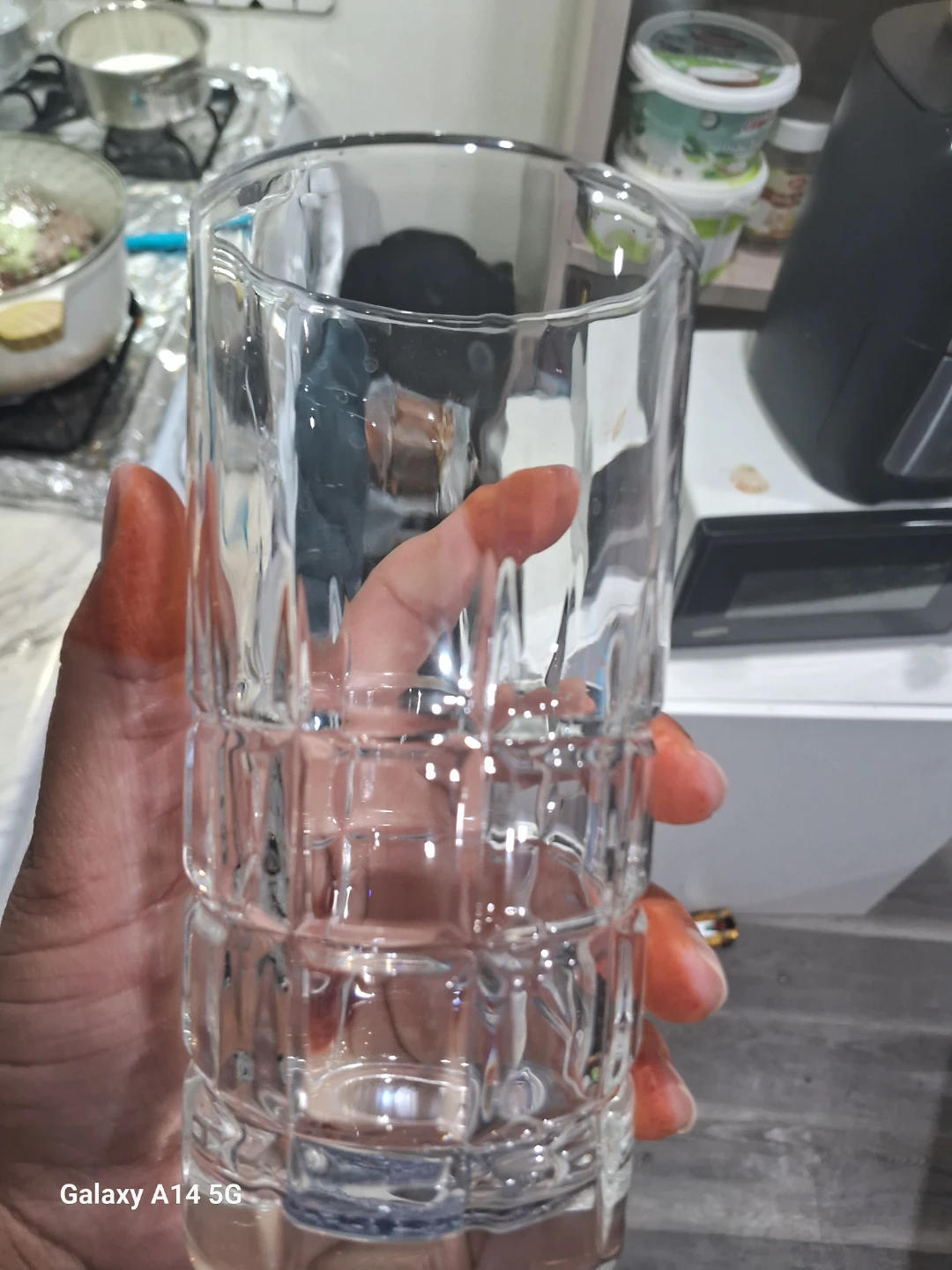 Set of 6 large and 4 small Clear Textured Glass Tumblers - photo 3
