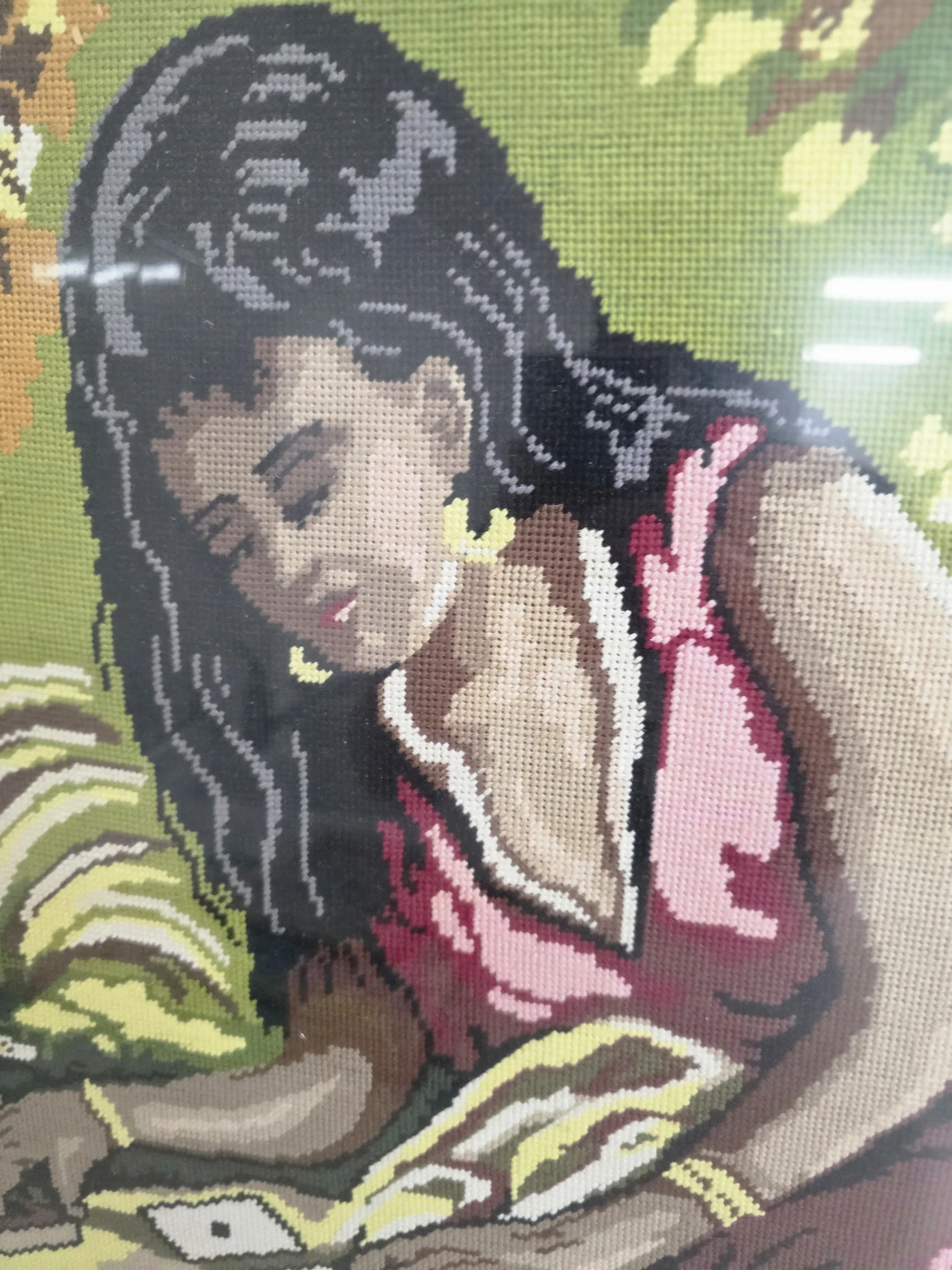 Framed Needlepoint Wall Art - Woman Playing Cards - photo 4