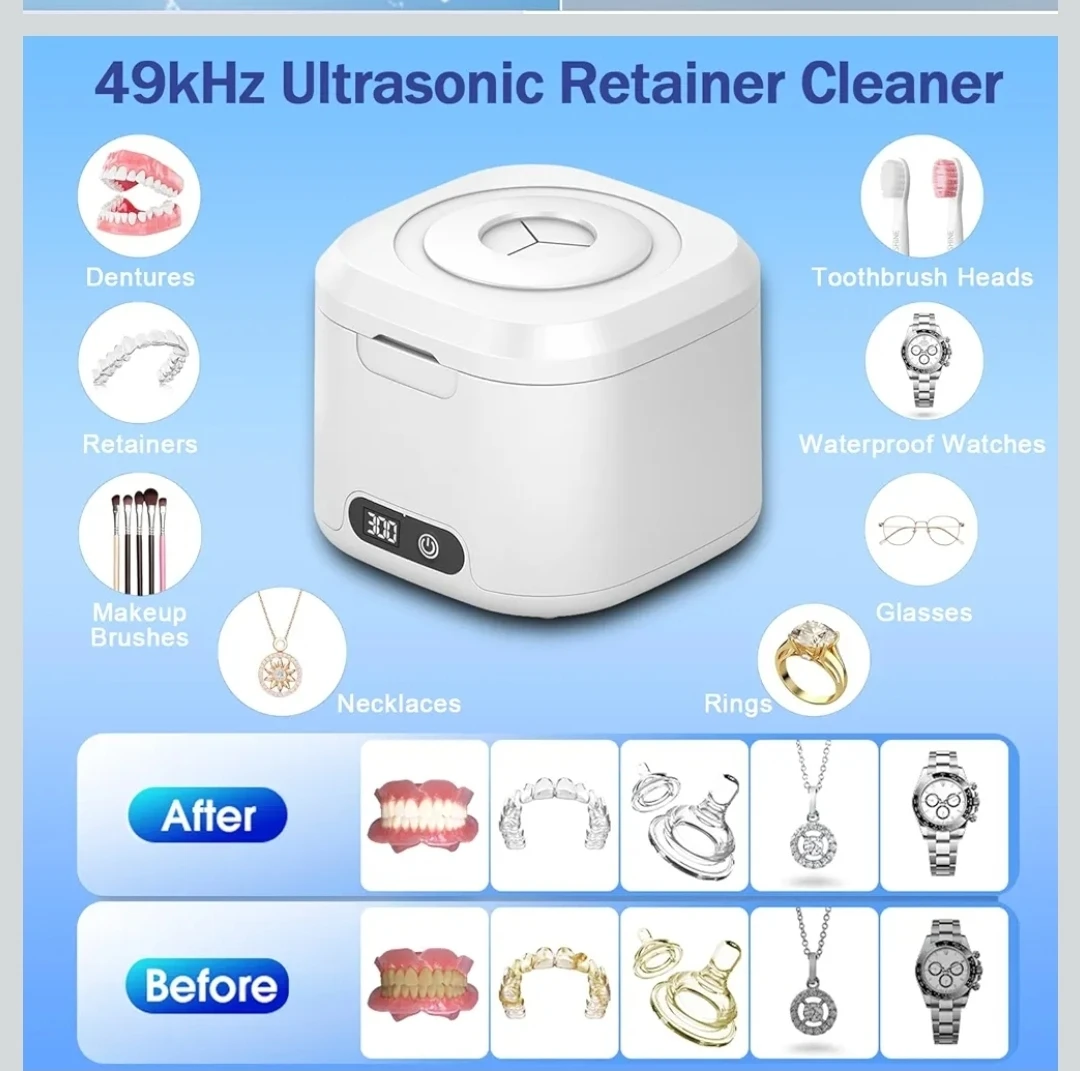 NEW Ultrasonic Retainer Cleaner with UV Dentures Brace Aligners - photo 4