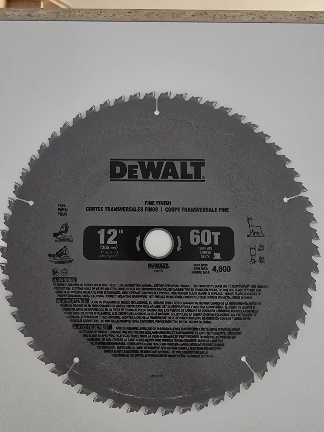 DEWALT 12" 60T Fine Finish Saw Blade