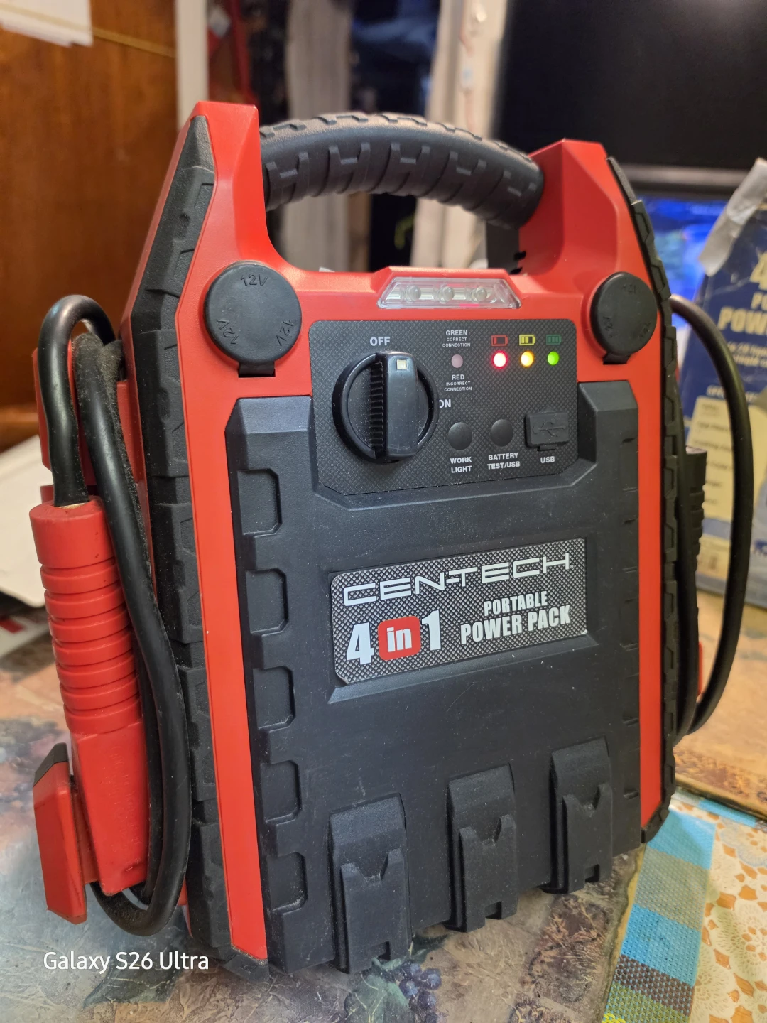Centech 4 in 1 Portable Power Pack Air Compressor Jump Starter