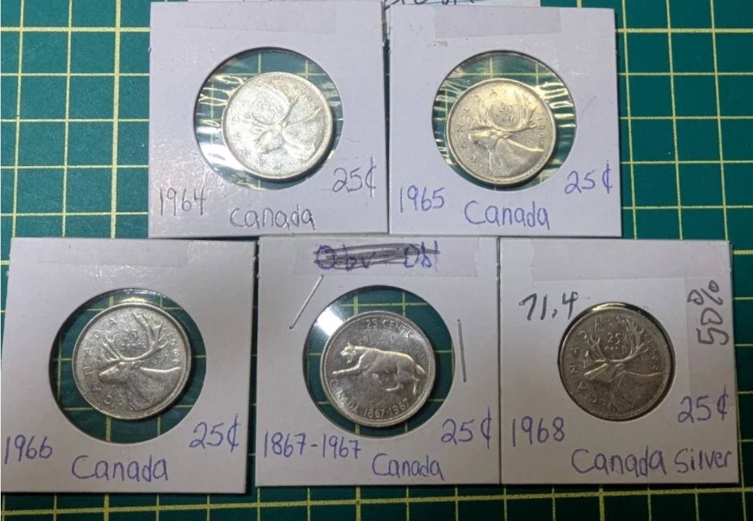 ⚽ Silver Canadian Quarters 1964-1968
