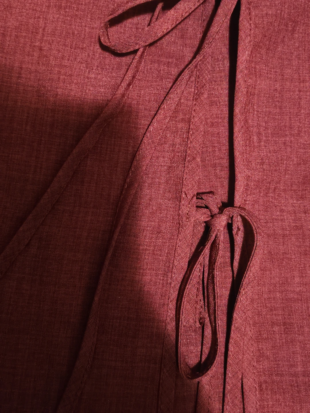 Maroon Polyester V-Neck Tie-Front Top - XL - photo 4