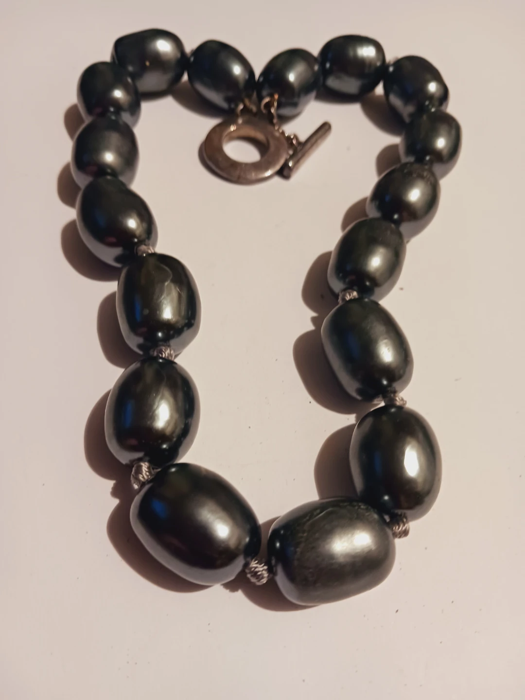 Dark Gray Stone Beaded Necklace