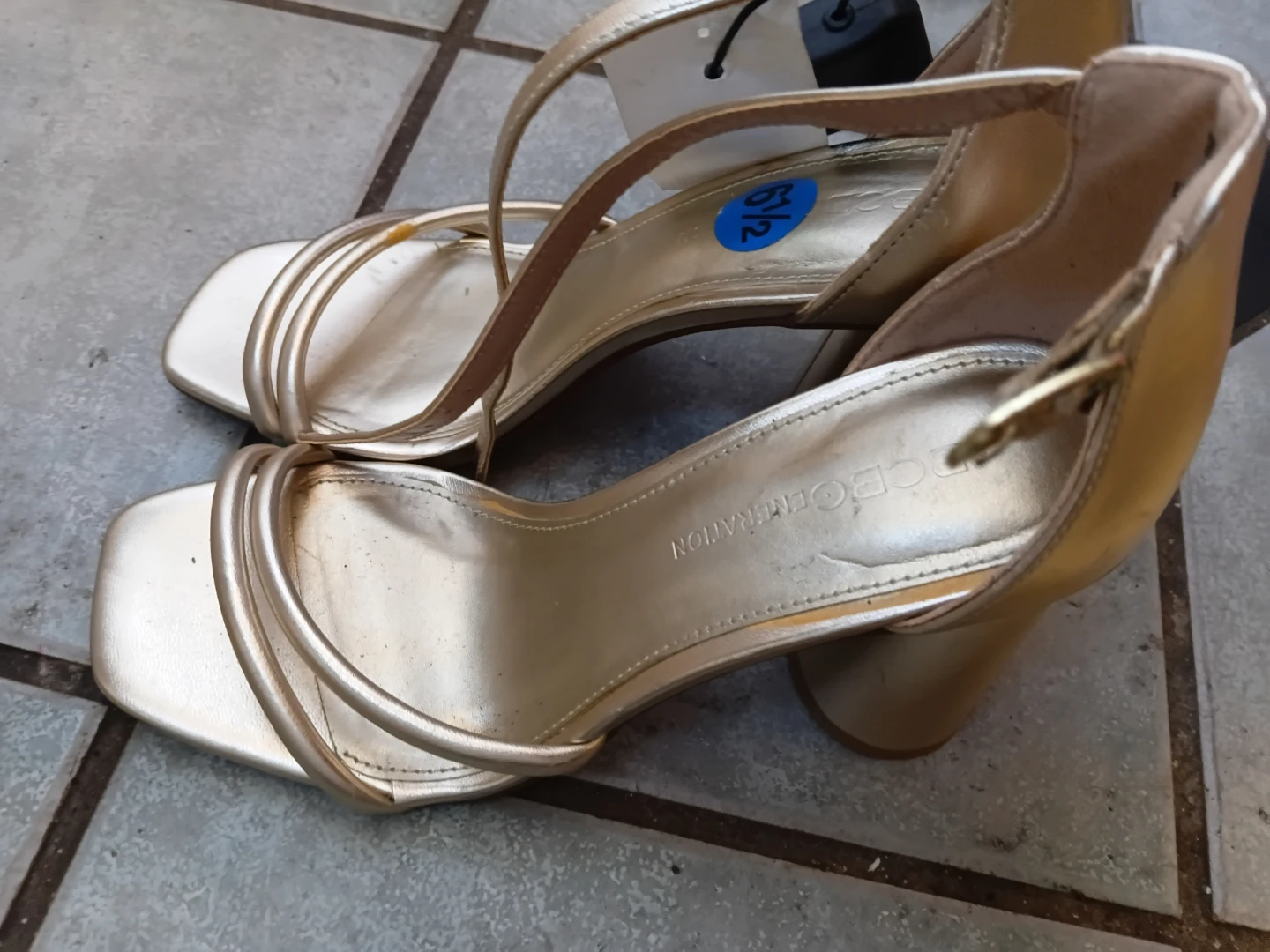 BCBGeneration Gold Strappy Heels