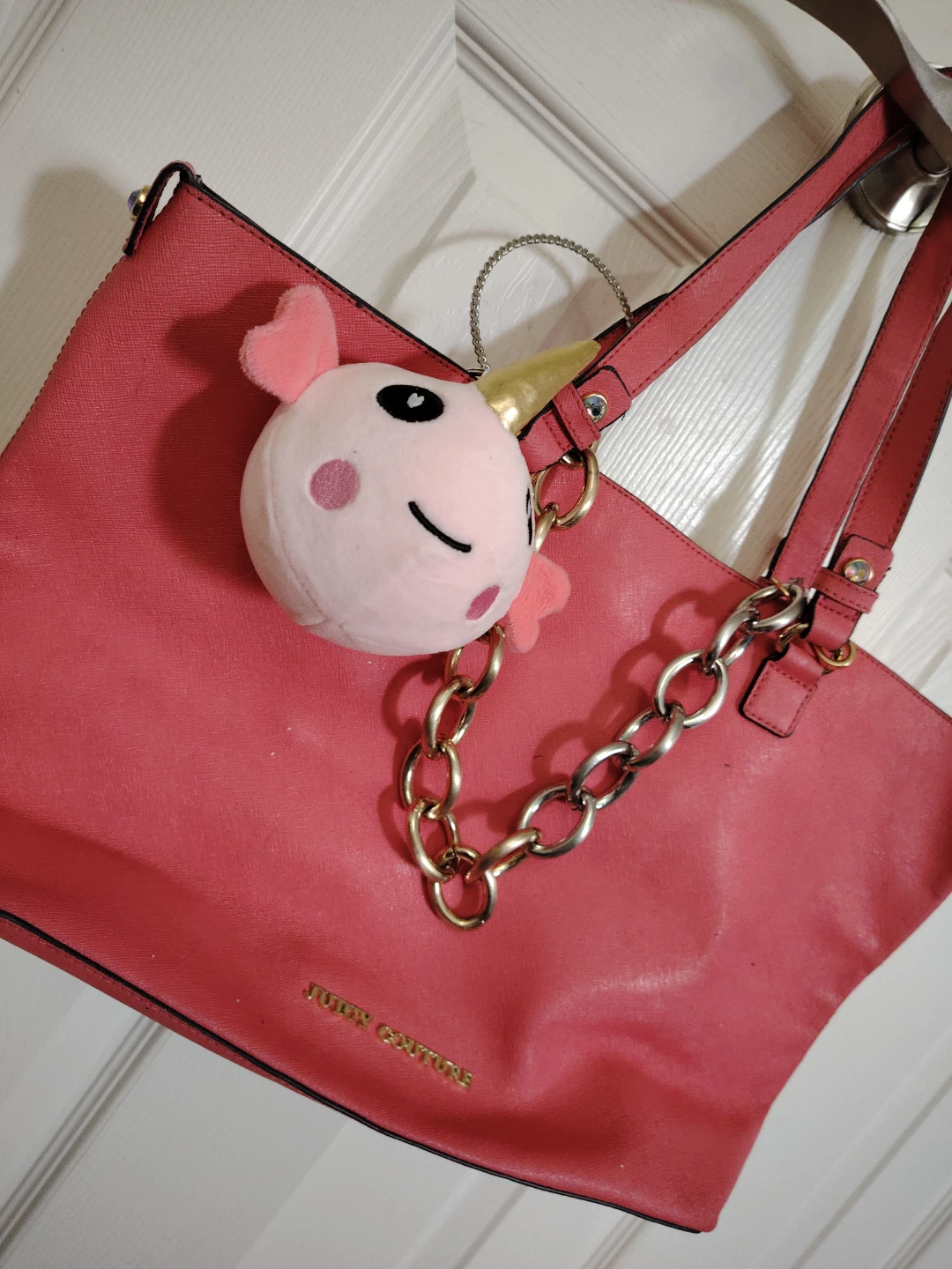 Juicy Couture Pink Tote Bag with Narwhal Charm