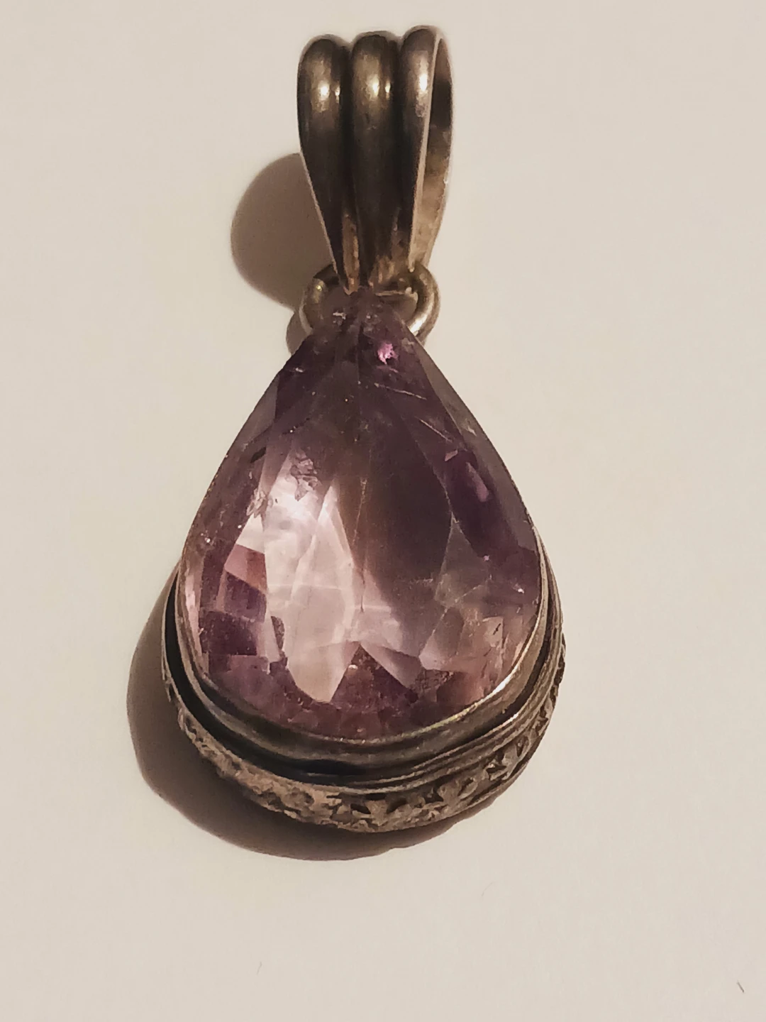 Antique Sterling Silver 925 Amethyst Gemstone Pendant - photo 2