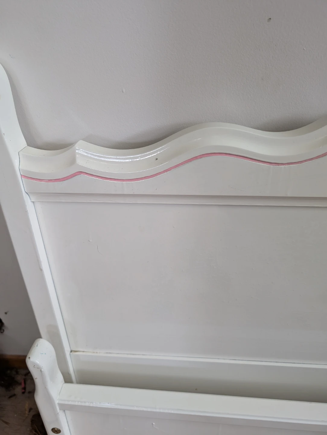 White Wooden Bed Frame with Pink Trim - photo 4