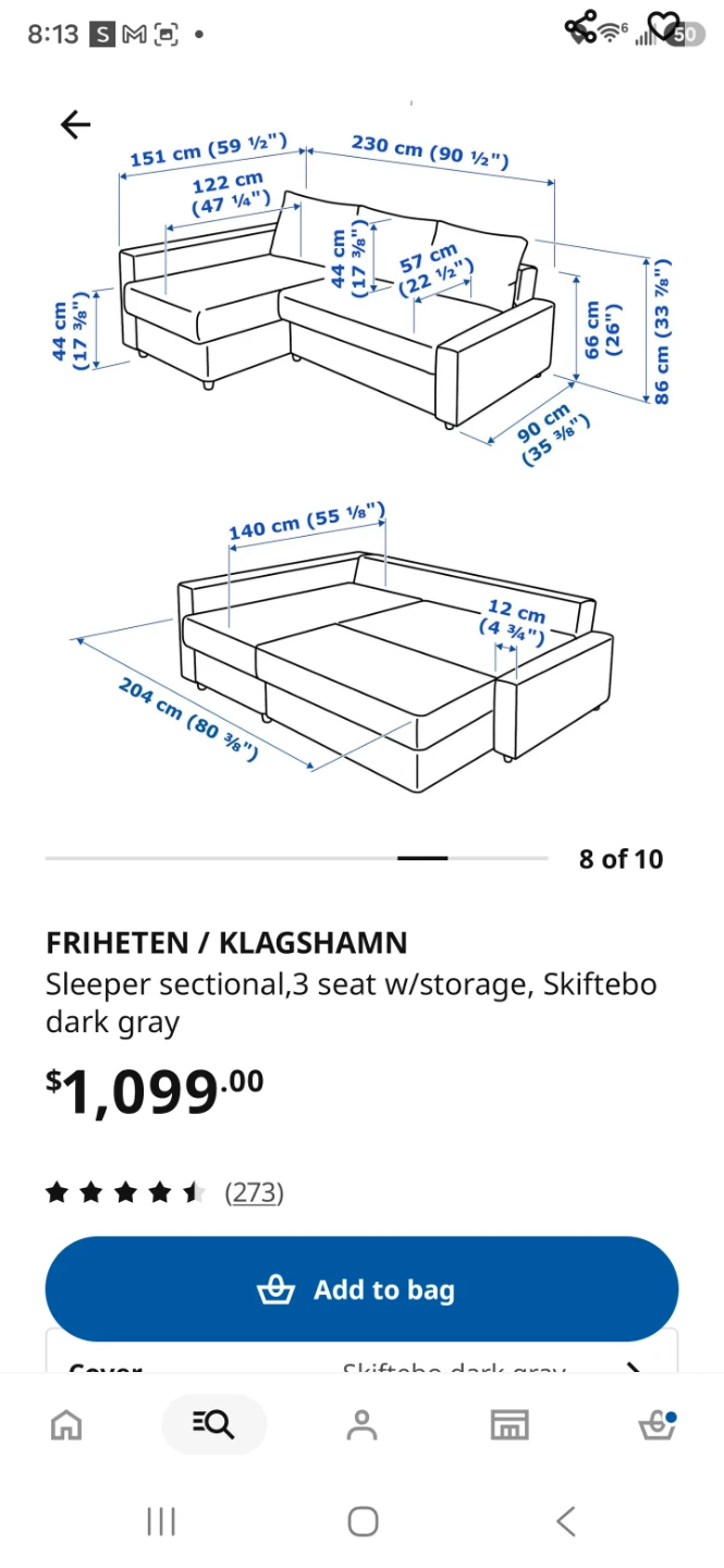 IKEA FRIHETEN Sleeper Sectional - Dark Gray - photo 5