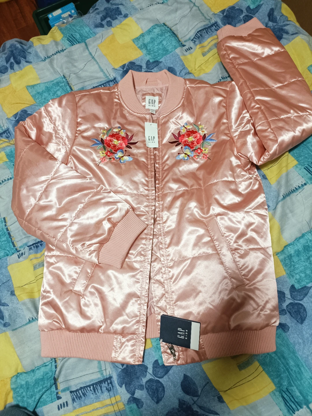 GAP Kids Pink Embroidered Bomber Jacket