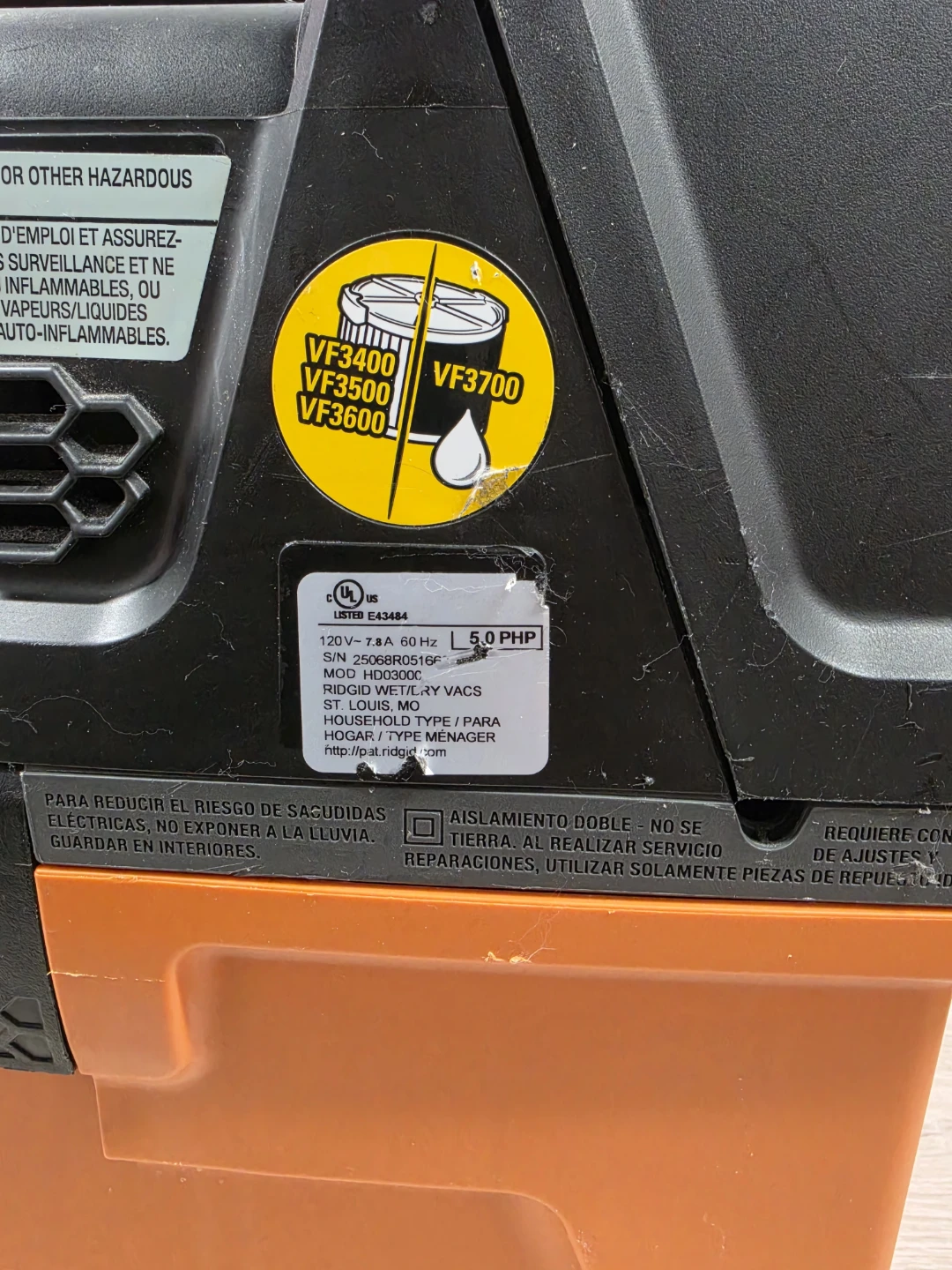 Ridgid NXT VF3700 Wet/Dry Vac - photo 5